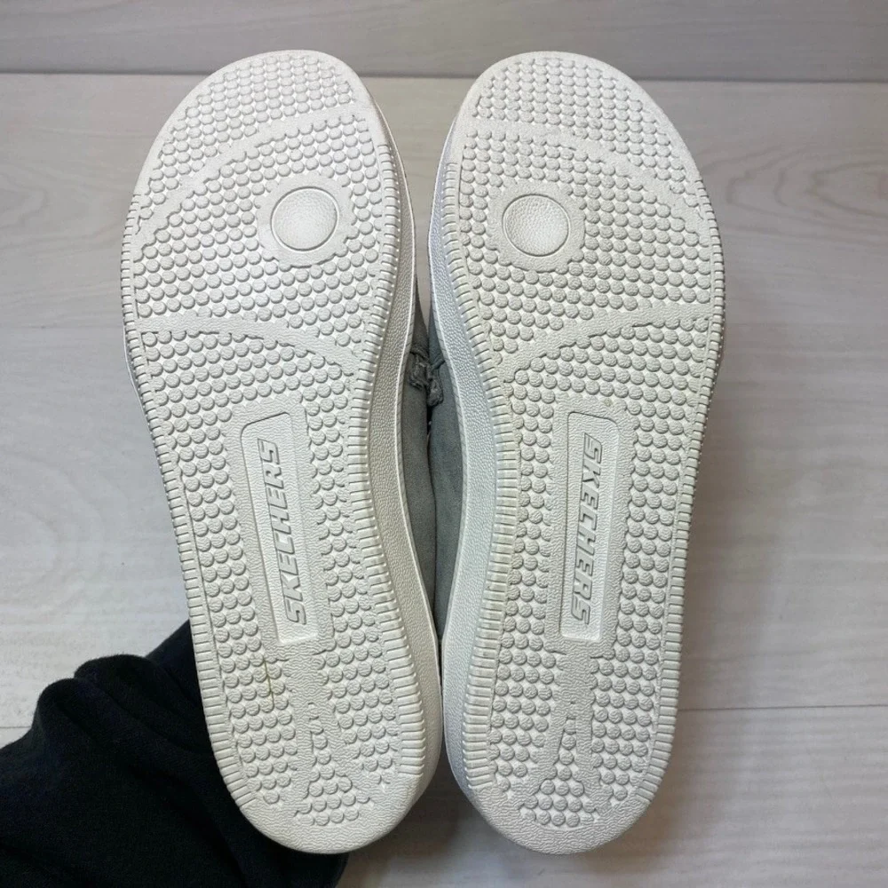Skechers Womens 9 Slip On Shoes Ruffle Grey Textile Air Cooled Memory Foam 23980